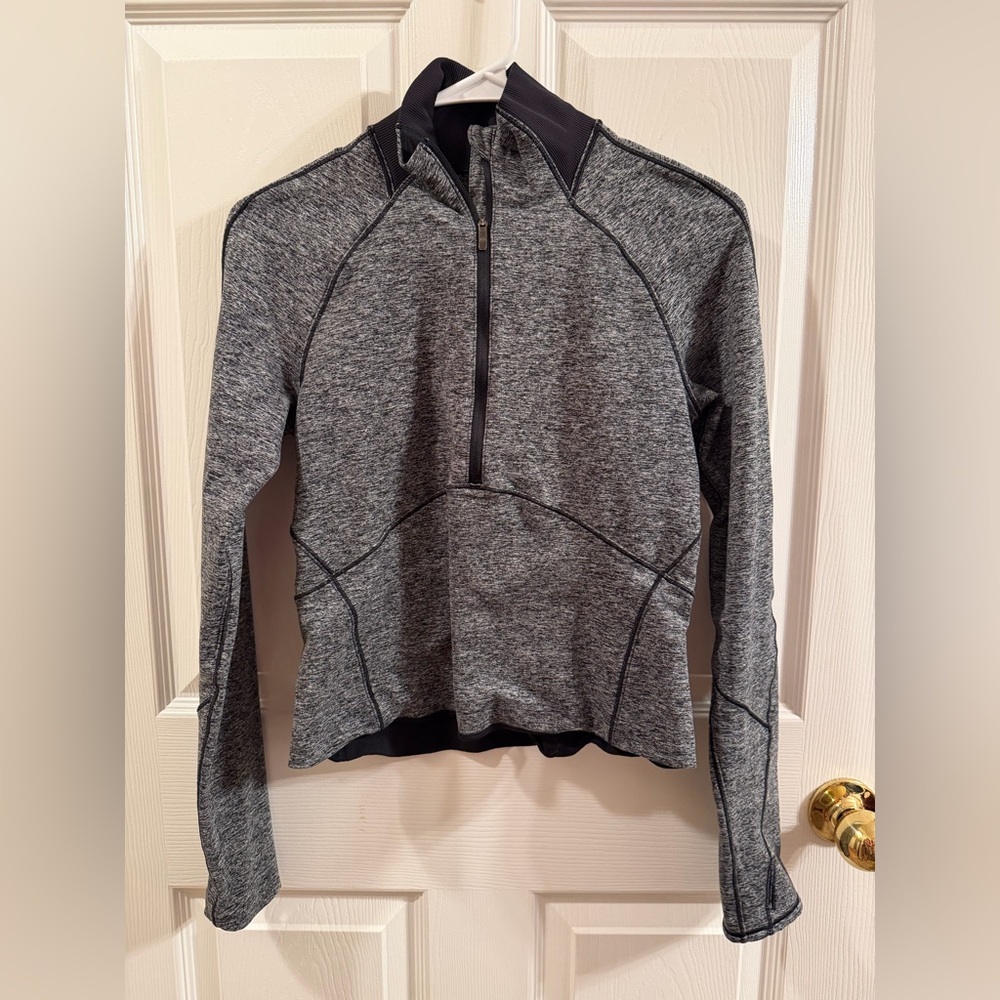 Lululemon Black & Gray Nulu Cropped Half-Zip